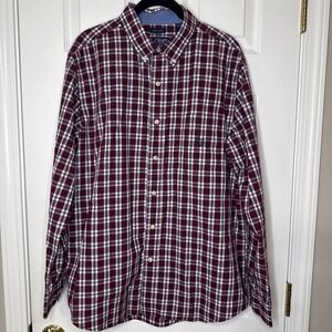 Ivy League Chaps Ralph Lauren Burgundy Plaid Button-Down Shirt